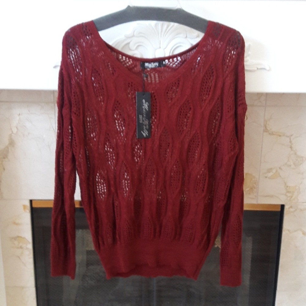 Miss Kelly Burgundy Wine Long Sleeve Sweater